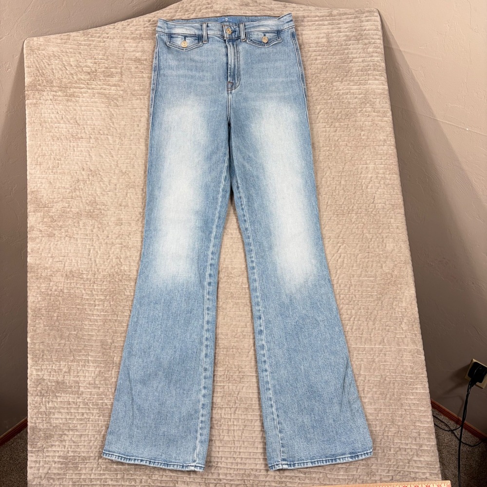 7 For All Mankind High Waist Flare Jeans Light Wash AU0543252 Size 28